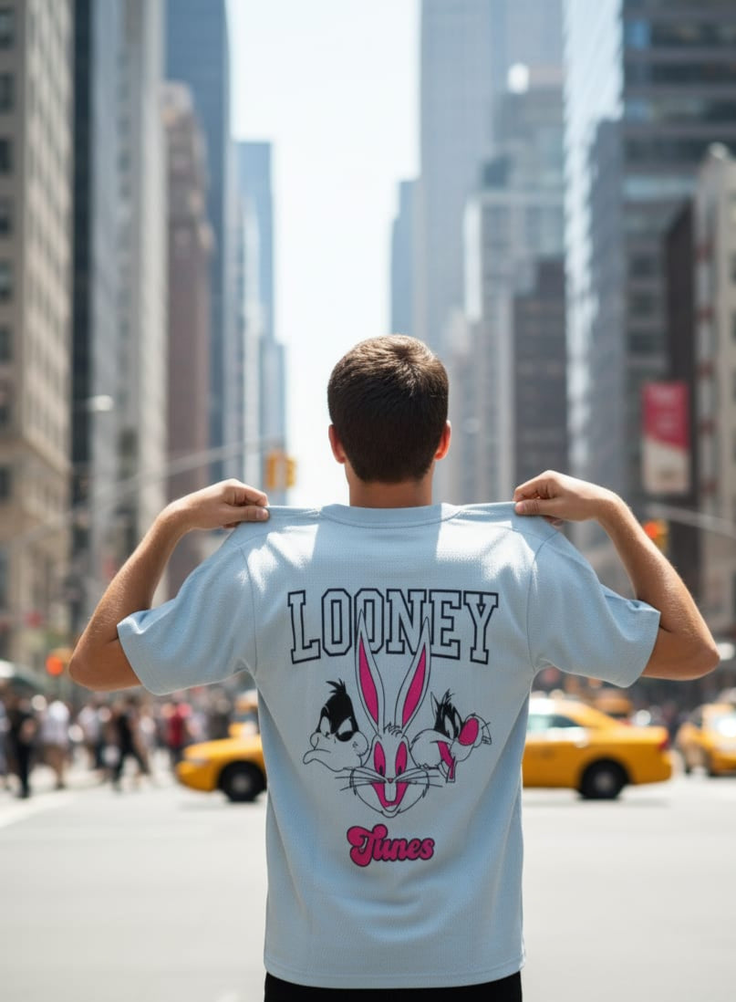 Macbre Looney Tunes Cotton Blend Crewneck T-Shirt